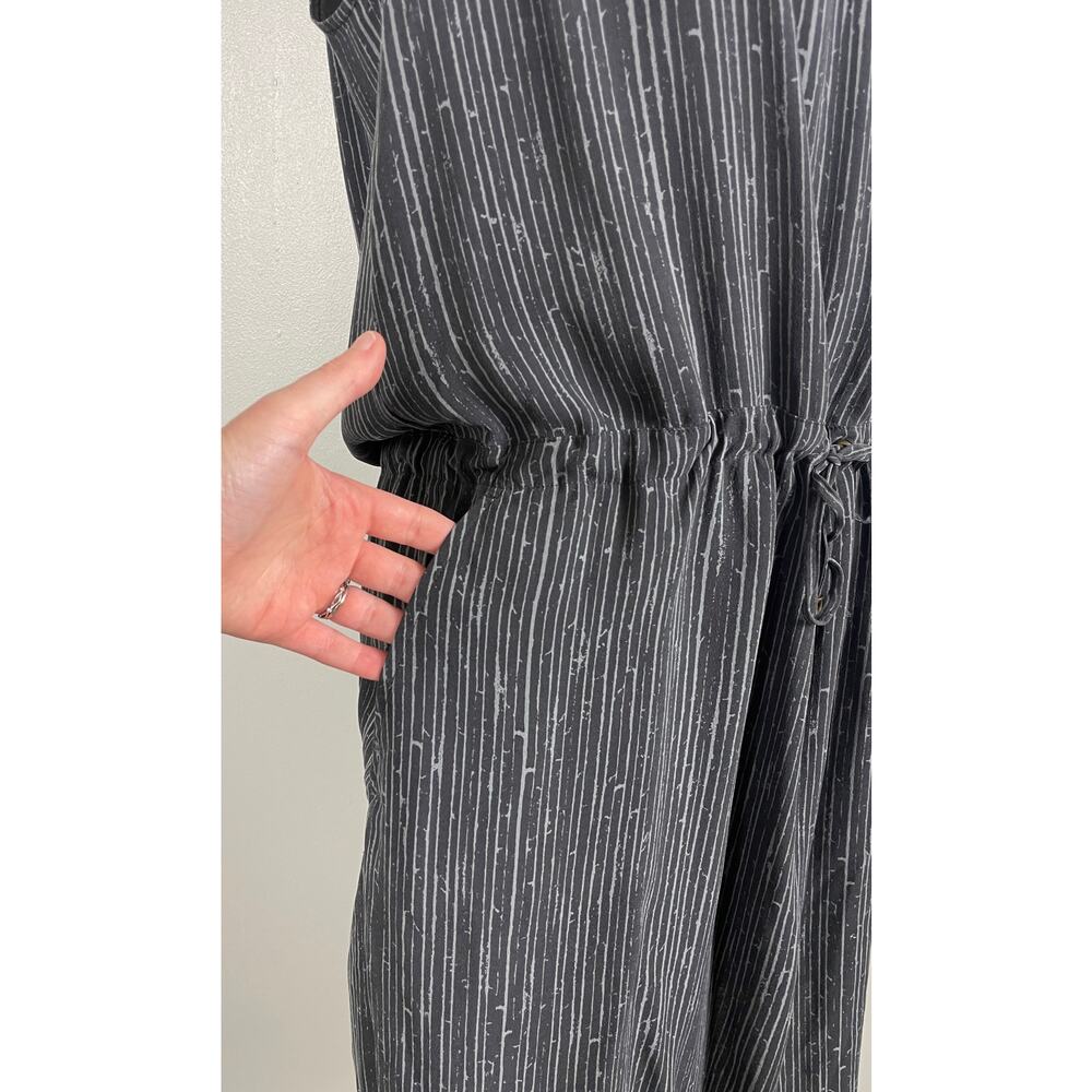 Eileen Fisher Shima Silk Dress Gray Print Medium Casual Minimalist Resort - Picture 5 of 10